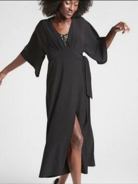 Athleta Black Wrap Maxi Dress